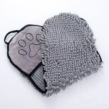 Pet Microfiber Drying Towel with Glove for Dogs & Cats