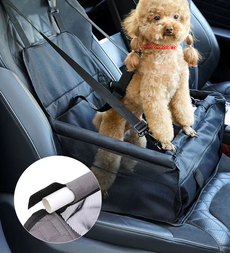 Dog Folding Car Seat - Waterproof Pet Booster with Safety Belt