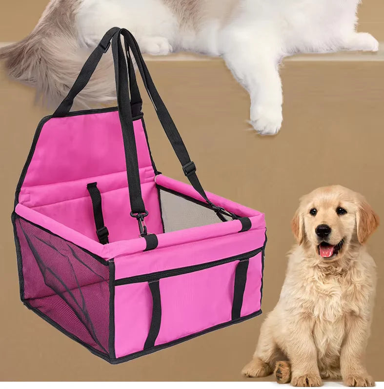 Dog Folding Car Seat - Waterproof Pet Booster with Safety Belt