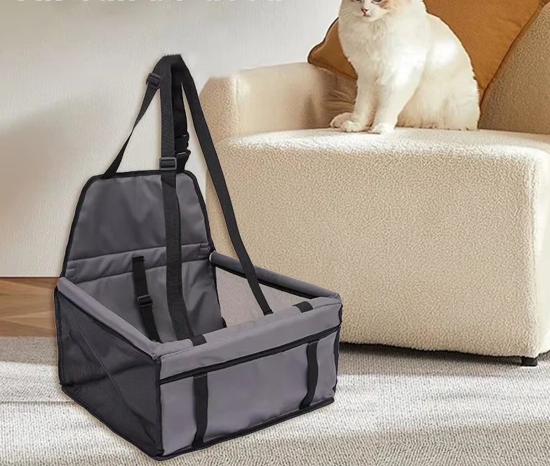 Dog Folding Car Seat - Waterproof Pet Booster with Safety Belt