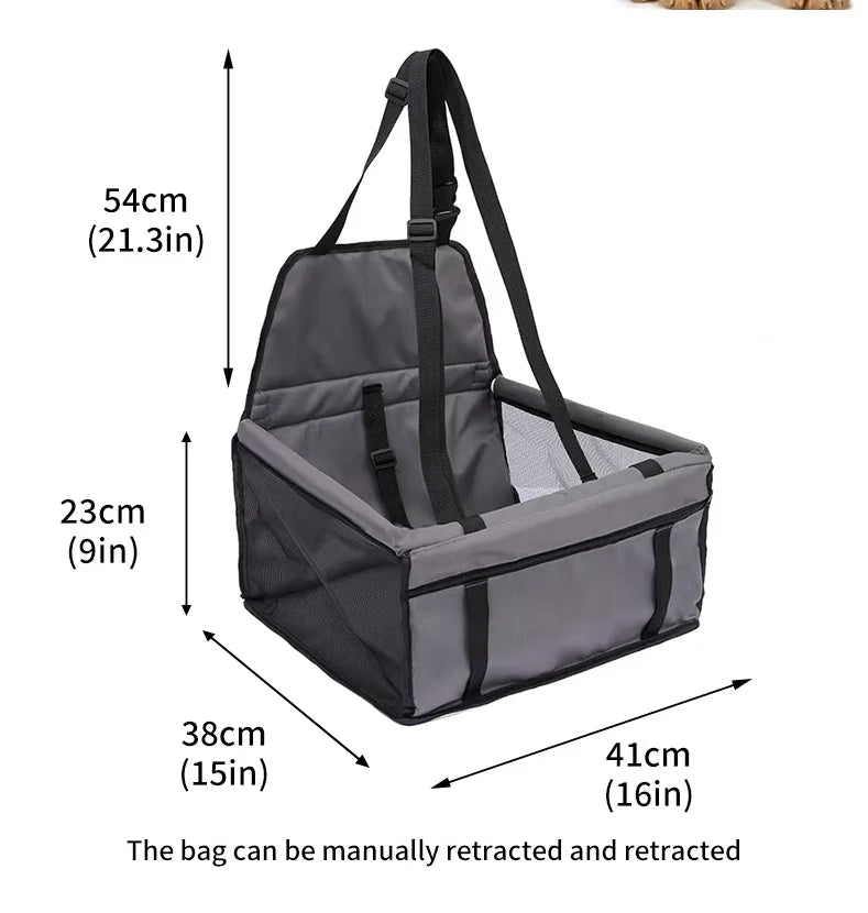 Dog Folding Car Seat - Waterproof Pet Booster with Safety Belt