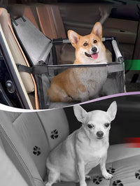 Dog Folding Car Seat - Waterproof Pet Booster with Safety Belt