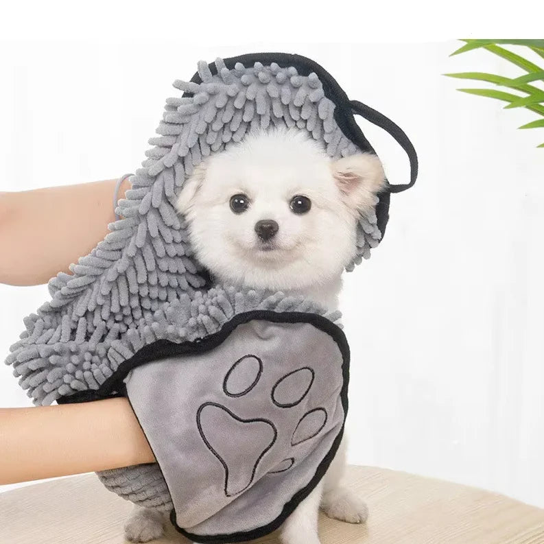 Pet Microfiber Drying Towel with Glove for Dogs & Cats