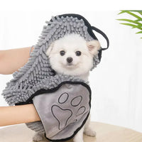 Pet Microfiber Drying Towel with Glove for Dogs & Cats