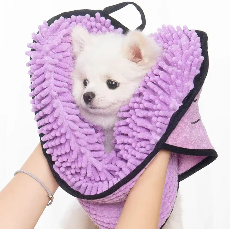 Pet Microfiber Drying Towel with Glove for Dogs & Cats