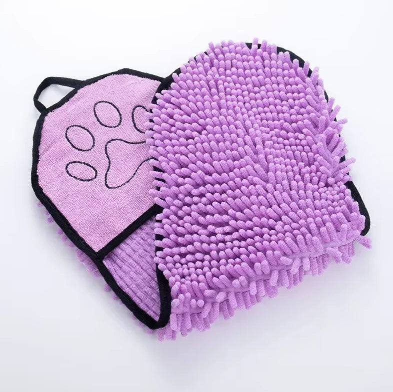 Pet Microfiber Drying Towel with Glove for Dogs & Cats