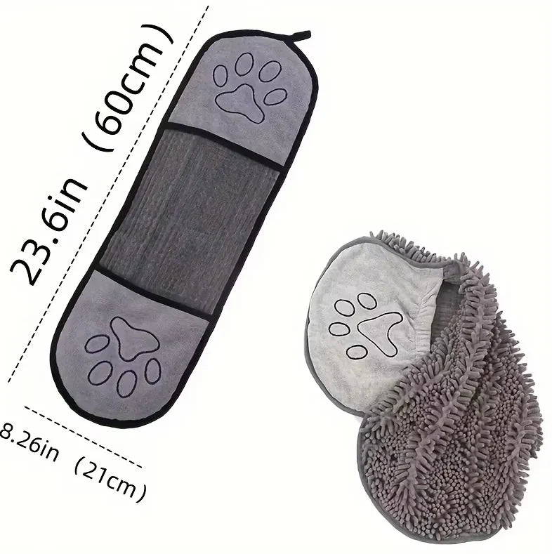 Pet Microfiber Drying Towel with Glove for Dogs & Cats