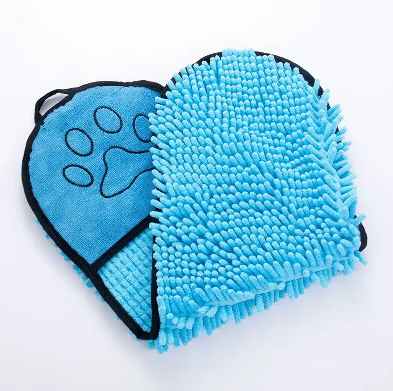 Pet Microfiber Drying Towel with Glove for Dogs & Cats